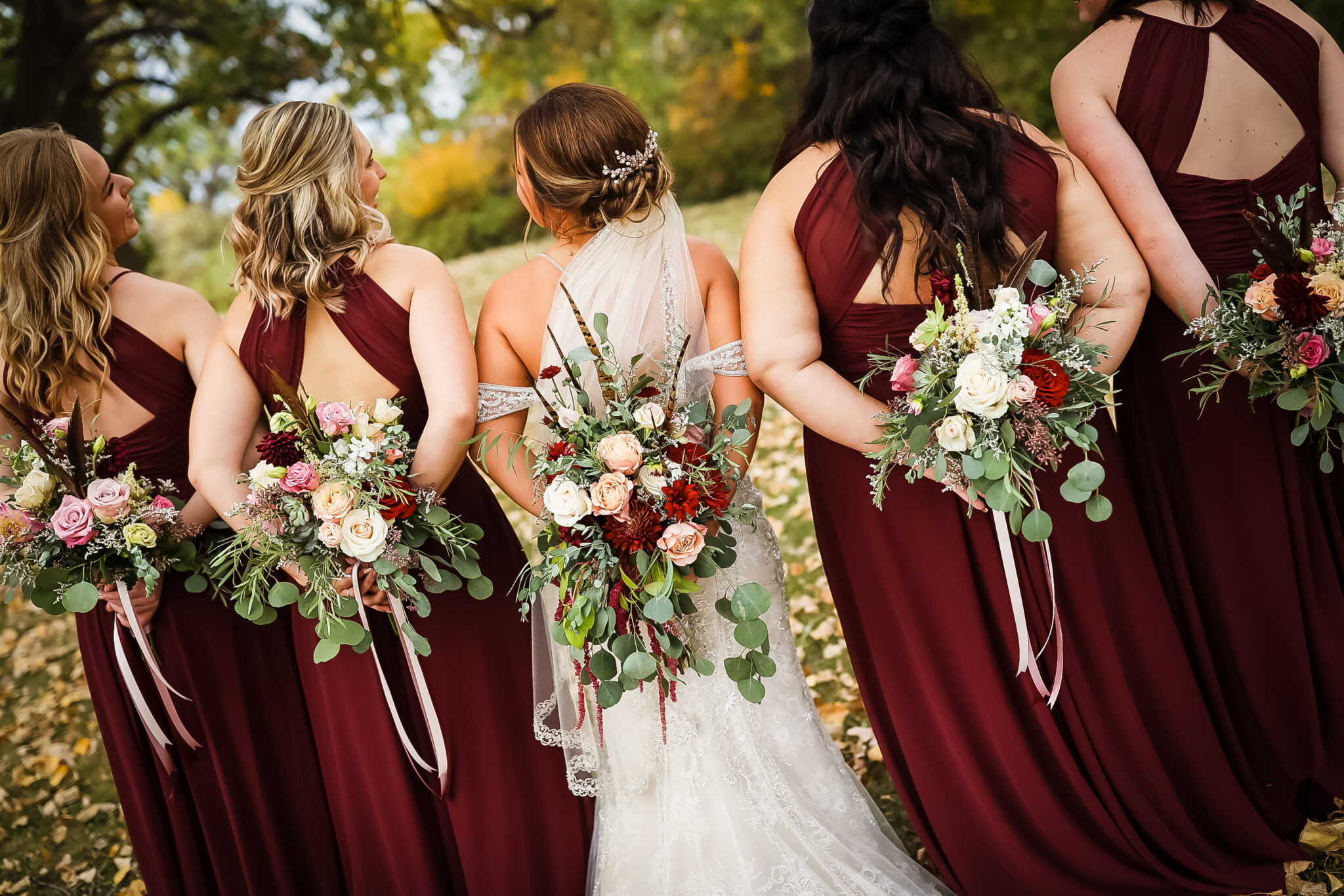 Maroon Bridal Bouquets Back Scaled