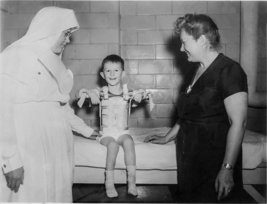 Back Of Photo Says June 29. 1951 Sister Alacoque Geppert Patient Timmy And Ruth Whittenmore