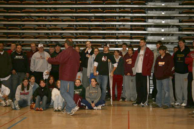 Student-Athletes Give Back 39 2008 Coach Bob Olson Talking To Group