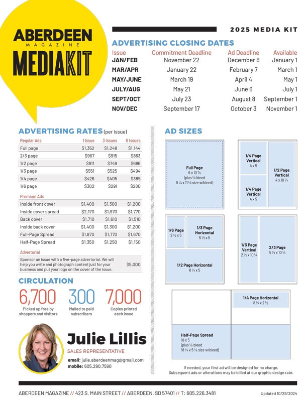 2025 Magazine Rate Sheet Julie Lillis